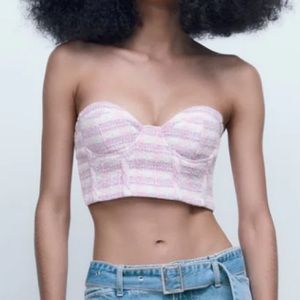 Zara Tweed Pink & Purple Tube Top